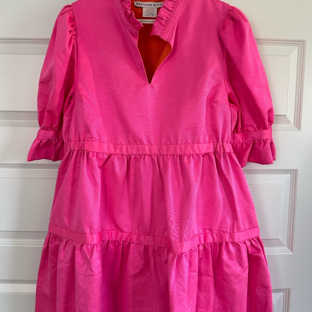Gretchen Scott Designs Teardrop Faille Tiered Ruffled Dress